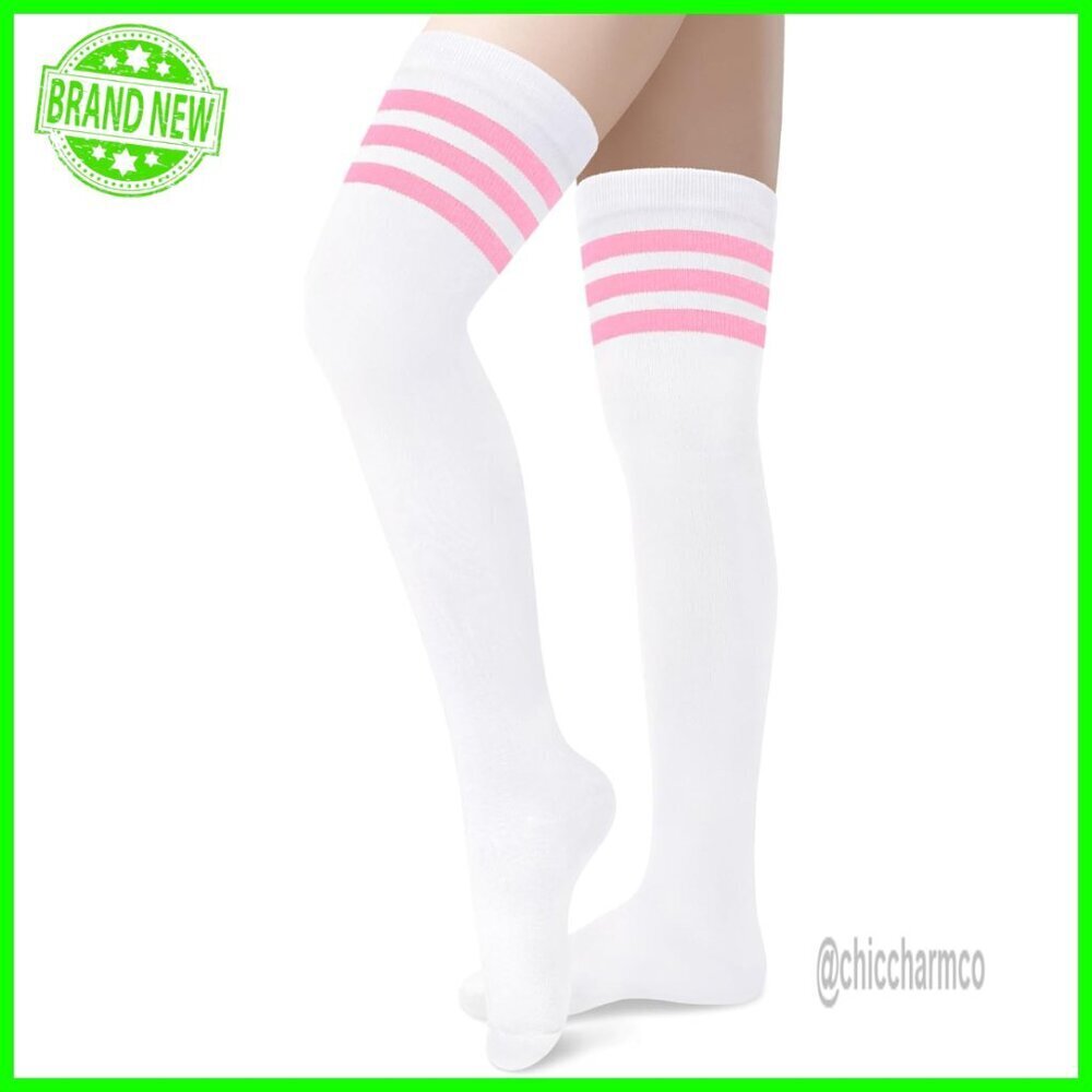 Thigh High Knee Socks Cotton Striped Fashion One Size Women's Stockings
